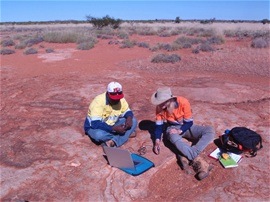 Birgitta Stephenson working with Kariyarra representative, Andrew Gordon, Western Australia.